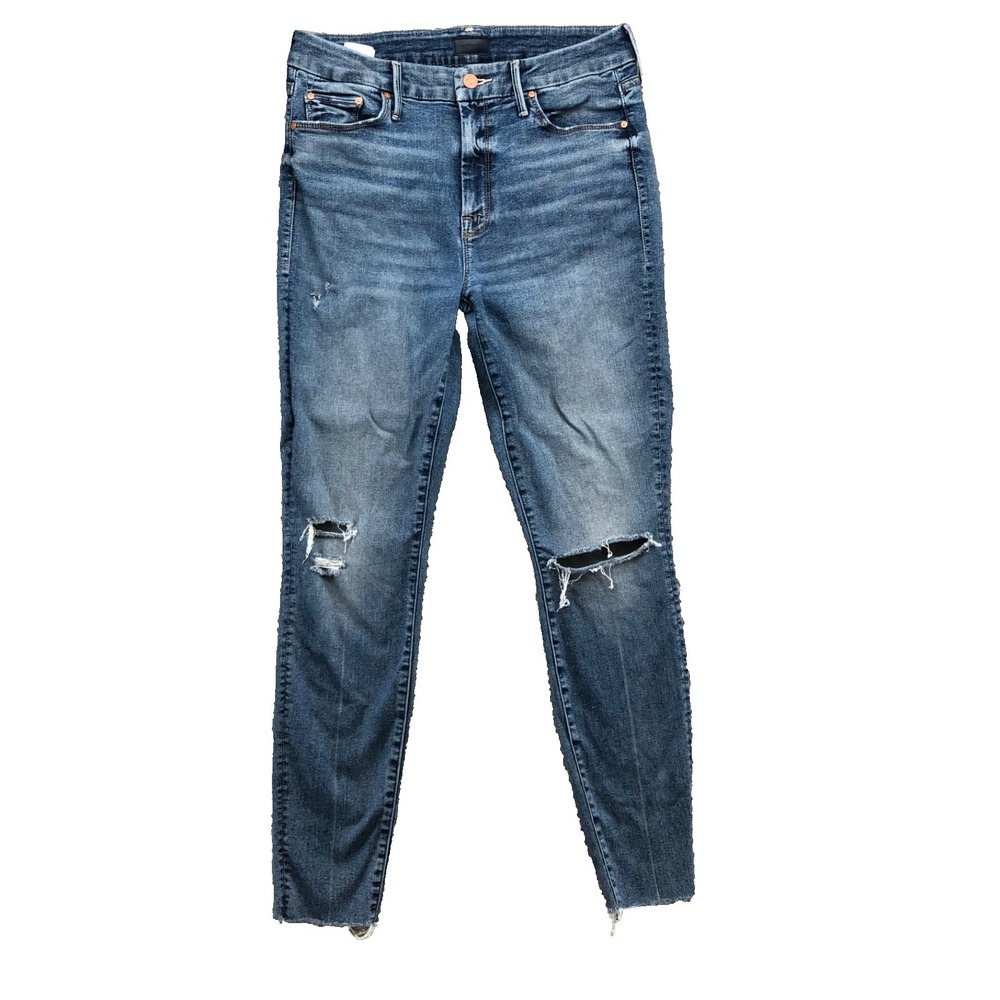 Mother The Looker Ankle Fray Jeans Going In Circles Denim Womens 29 8 Distressed